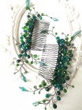 Stylish Emerald Green Swarovski Crystal Hair Comb - Kiss of Artemis