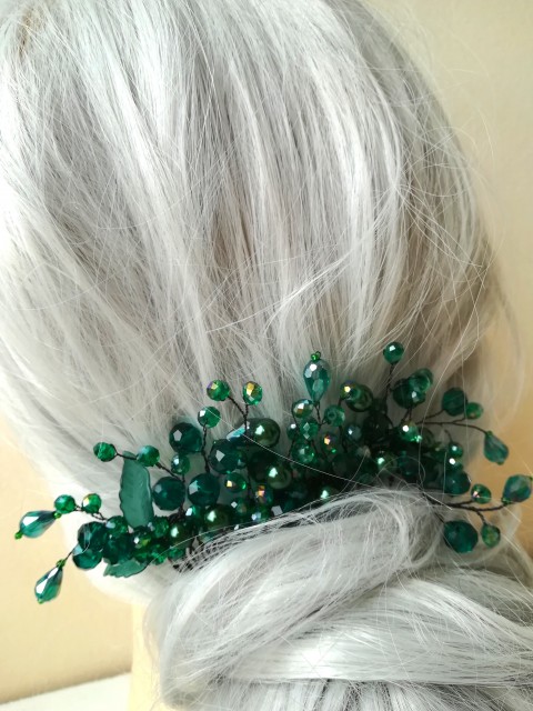 Stylish Emerald Green Swarovski Crystal Hair Comb - Kiss of Artemis