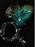 Handmade Feather Hairpiece in Teal and Black - Heavenly Feathers