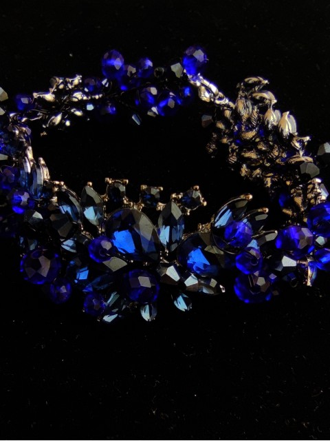 Glamorous Dark Blue Crystal Bracelet for Special Occasions - Vibrant Midnight Blue
