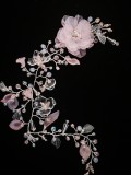 Romantic Long Hair Vine with Pink Flowers and Crystals - Sakura Blossom