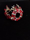 Elegant Crystal Bracelet in Red and Gold with White Accents - Royal Red