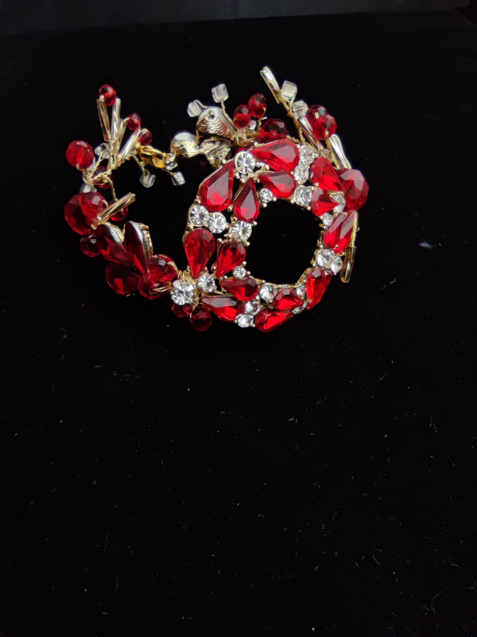 Elegant Crystal Bracelet in Red and Gold with White Accents - Royal Red Elegant Crystal Bracelet in Red and Gold with White Accents - Royal Red