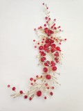 Glamorous Crystal Hair Vine in Red and Gold with White Accents - Royal Red