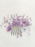 Mini Floral Crystal Hair Comb in Light Purple - Lilac Dew