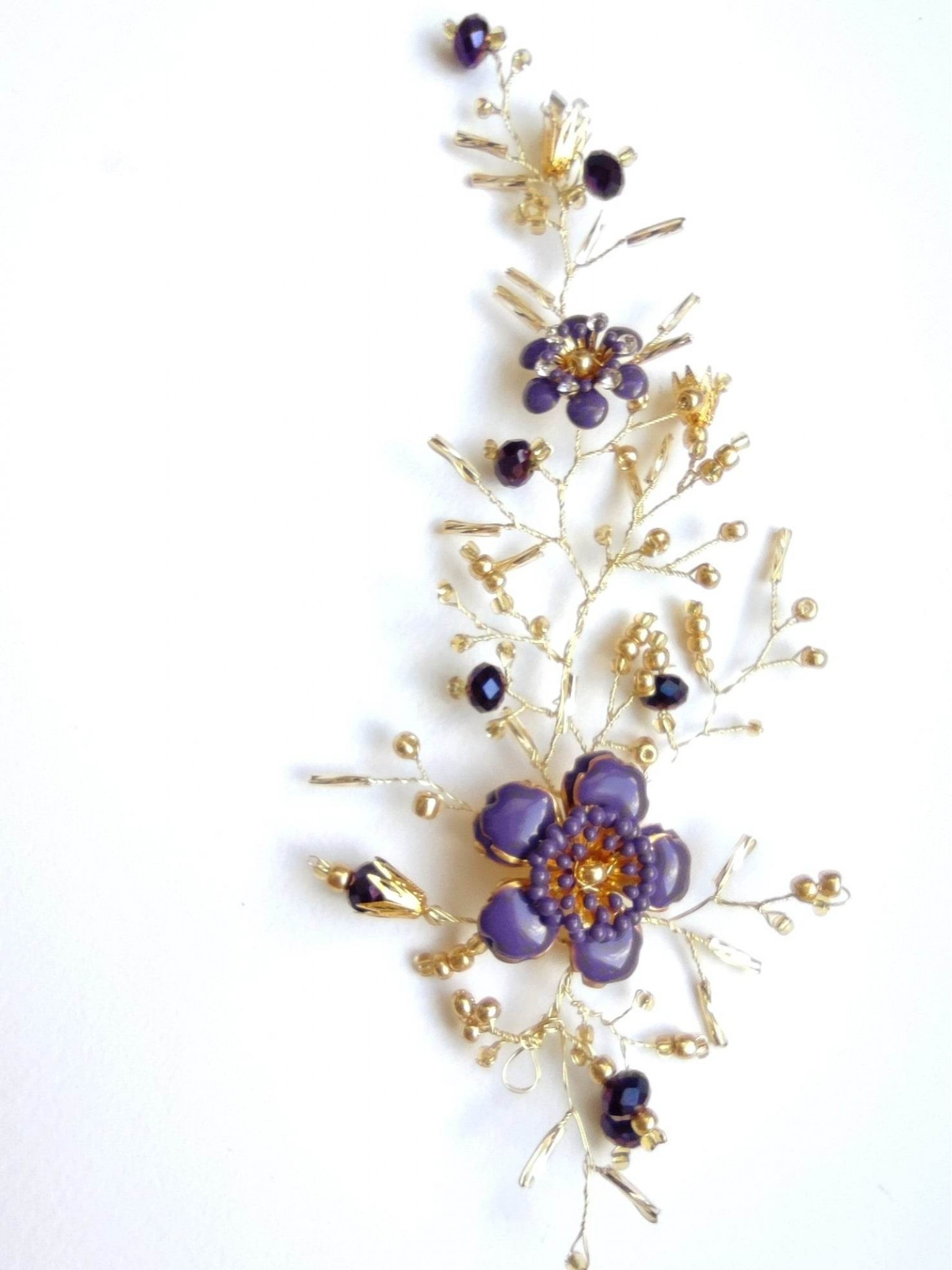 Lovely Crystal Hair Accessory in Light Purple and Gold Colors - Purple Fantasy