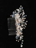Blush Wedding Hair Comb Headpiece with Leaves and Flowers - Garden of Eden