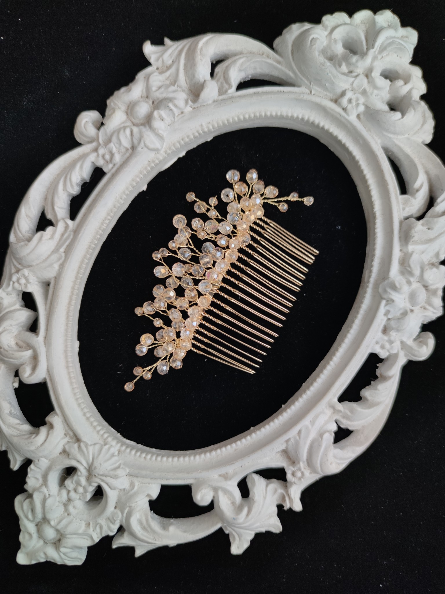 Custom Bridesmaid Swarovski Hair Comb in Golden Beige - Be My Bridesmaid