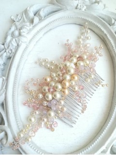 Hair combs with crystals and pearls