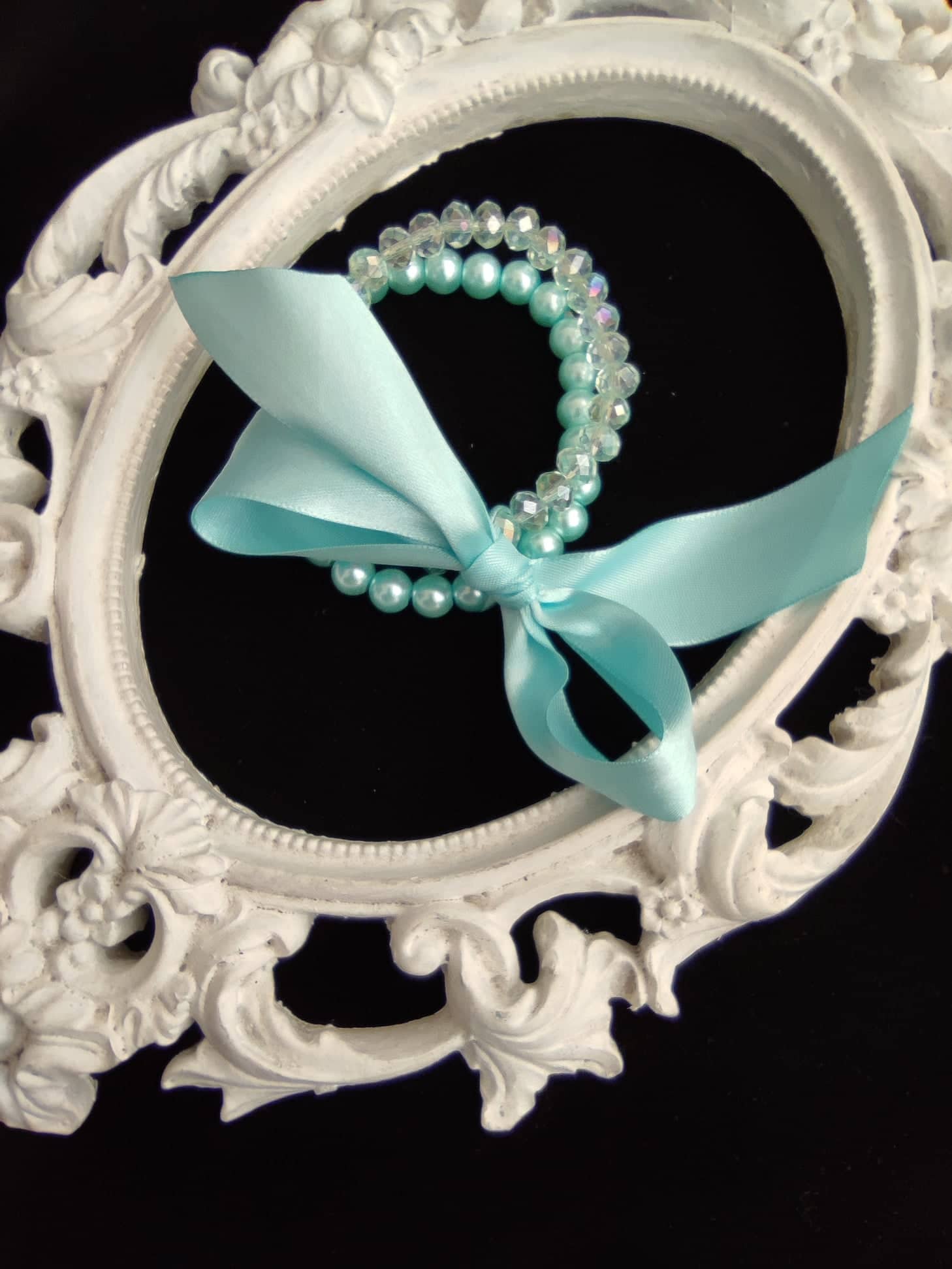 Designer armband van kristal en parels voor bruidsmeisjes in Mint - Be My Bridesmaid