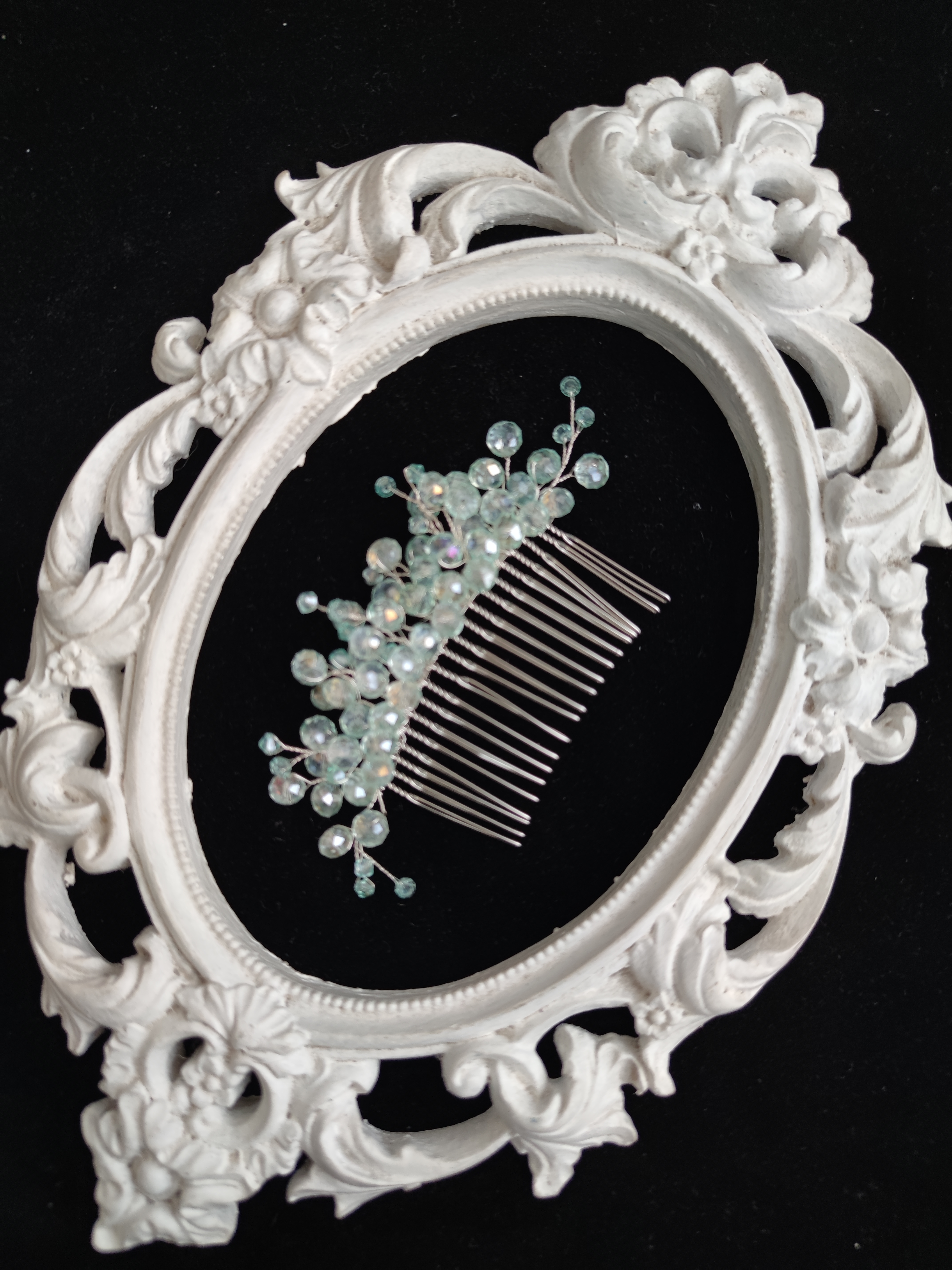 Stylish Bridesmaid Hair Comb with Crystals in Aquamarine- Be My Bridesmaid