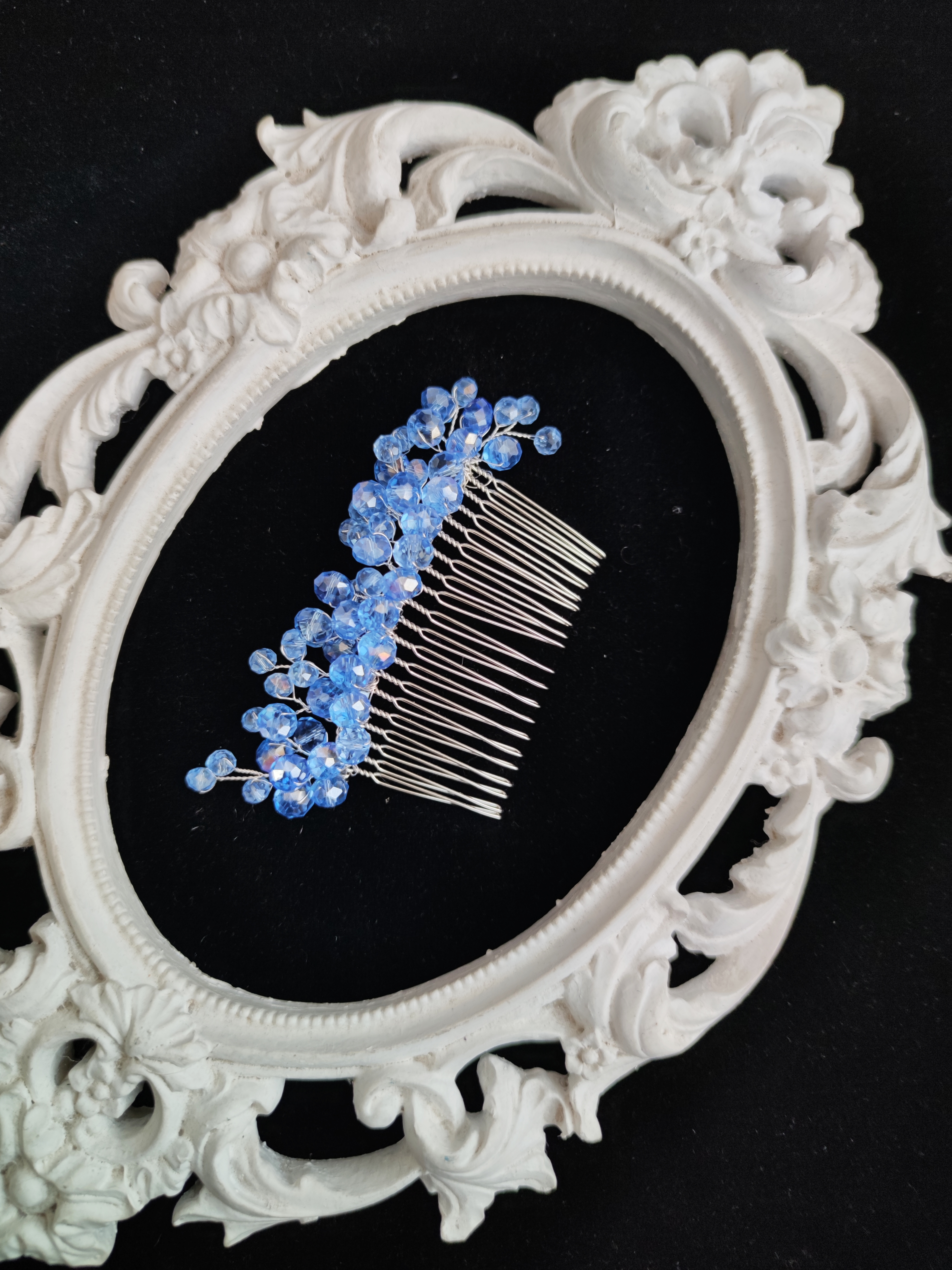 Handmade Crystal Bridesmaid Hair Comb in Blue - Be My Bridesmaid